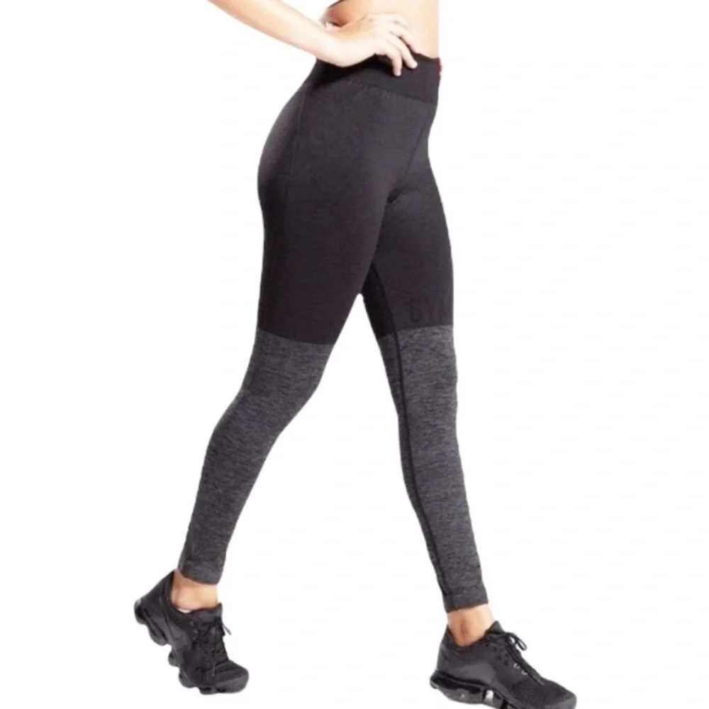 Gymshark Two Tone Gray Black Seamless Leggings Size XS